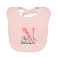 Baby Lätzchen personalisiert – Bio-Baumwolle mit Buchstabe "N" 🌱🍼 - Rose