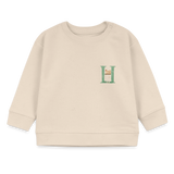 Baby Sweatshirt personalisiert – Bio-Baumwolle Buchstabe "H" Huhn - Weißgrau
