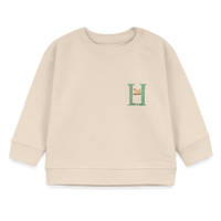 Baby Sweatshirt personalisiert – Bio-Baumwolle Buchstabe "H" Huhn - Weißgrau