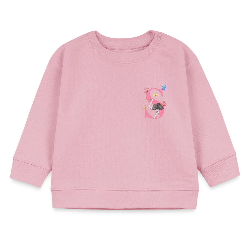 Baby Sweatshirt personalisiert – Bio-Baumwolle Buchstabe "S" - Hellrosa