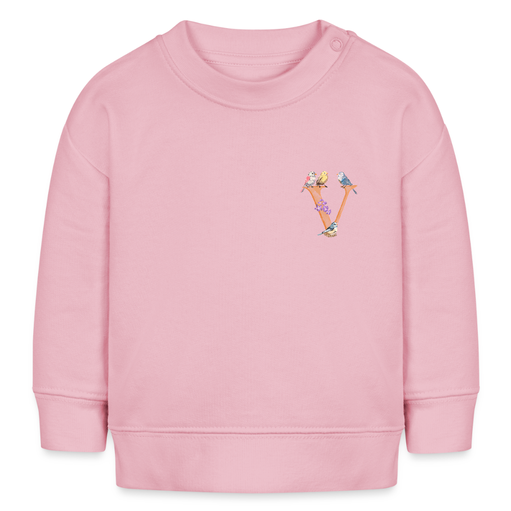 Baby Sweatshirt personalisiert – Bio-Baumwolle Buchstabe "V" - Hellrosa