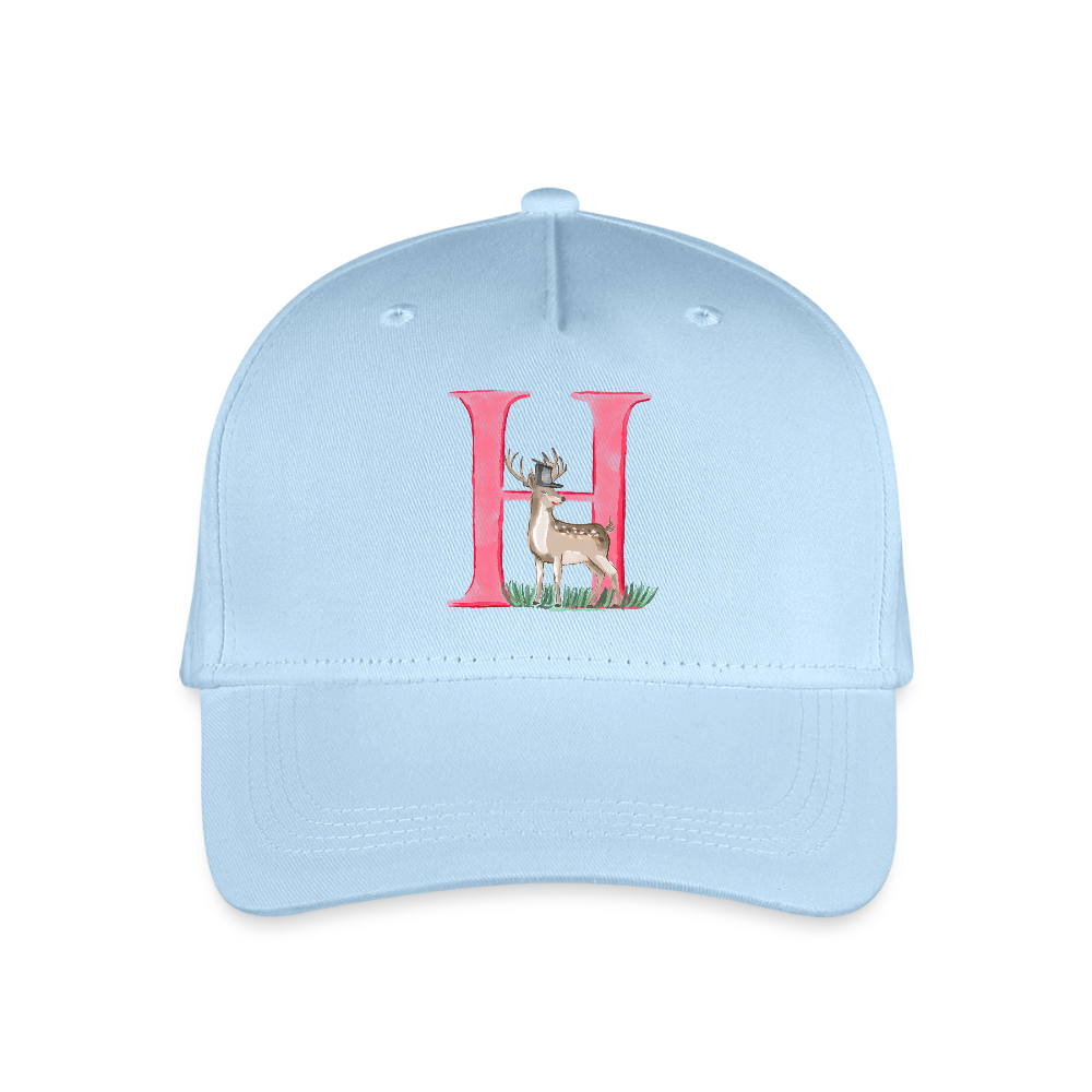Kinder Snapback Cap personalisiert –  mit Anfangsbuchstaben "H" Hirsch - Hellblau