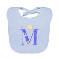 Baby Lätzchen personalisiert – Bio-Baumwolle mit Buchstabe "M" 🌱🍼 - sky Blue