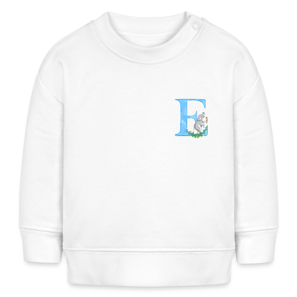 Baby Sweatshirt personalisiert – Bio-Baumwolle Buchstabe "E" - Weiß