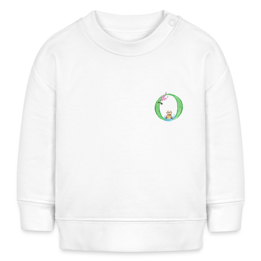 Baby Sweatshirt personalisiert – Bio-Baumwolle Buchstabe "O" - Weiß