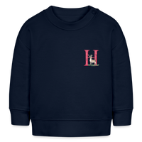 Baby Sweatshirt personalisiert – Bio-Baumwolle Buchstabe "H" Hirsch - Navy