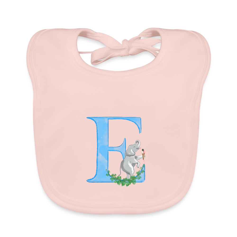 Baby Lätzchen personalisiert – Bio-Baumwolle mit Buchstabe "E" 🌱🍼 - Rose