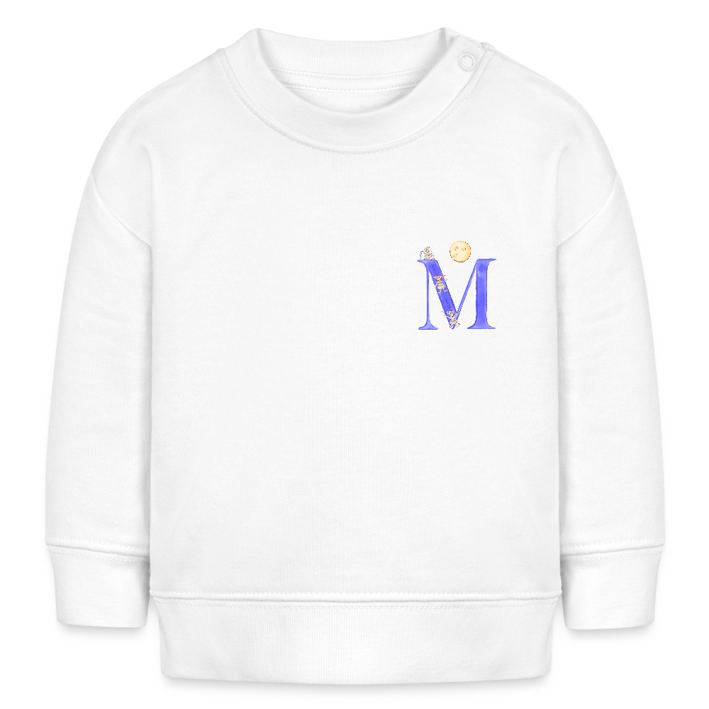 Baby Sweatshirt personalisiert – Bio-Baumwolle Buchstabe "M" - Weiß