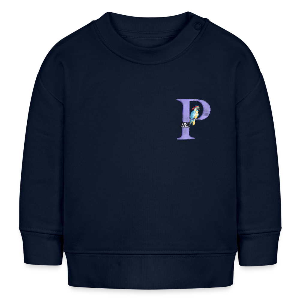 Baby Sweatshirt personalisiert – Bio-Baumwolle Buchstabe "P" - Navy