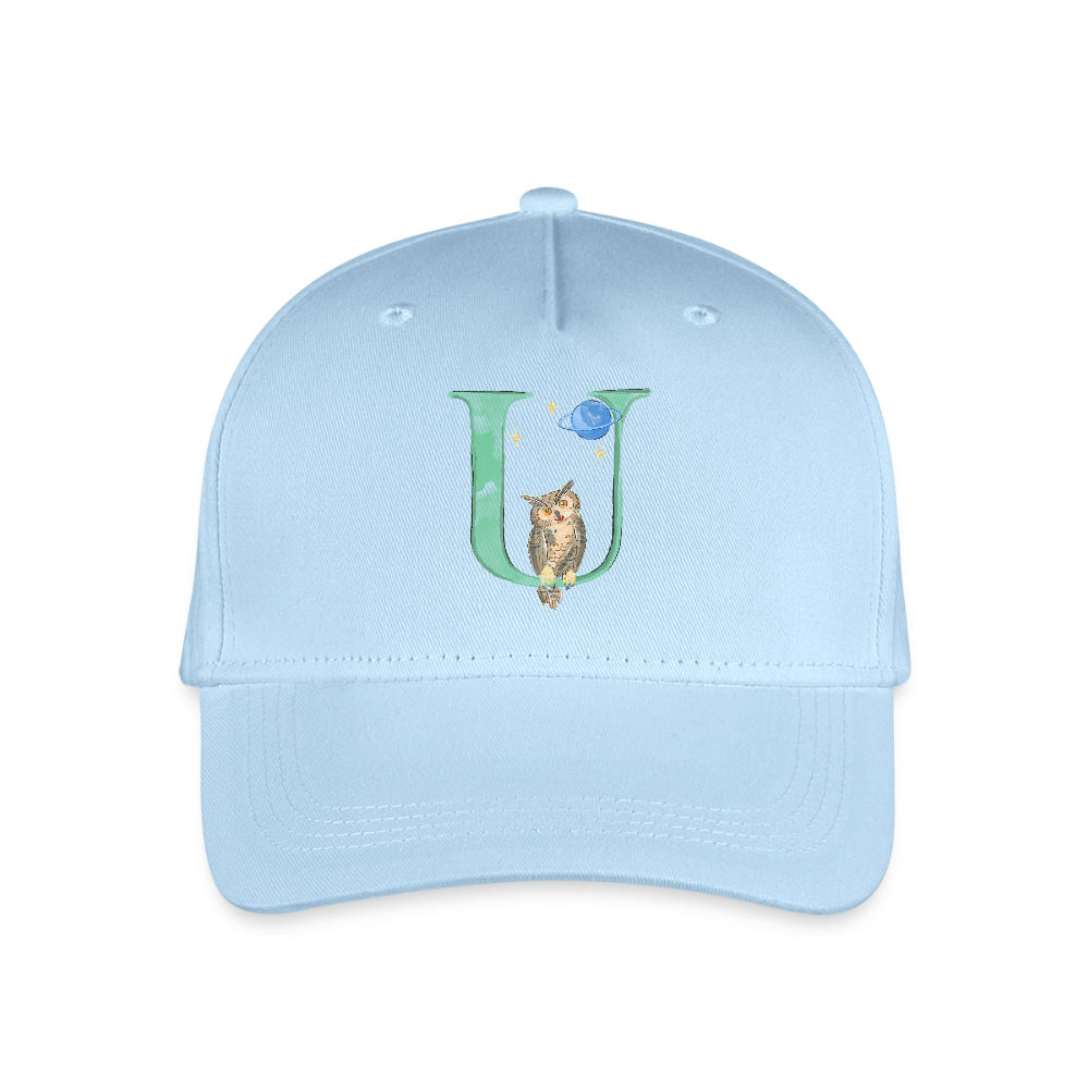 Kinder Snapback Cap personalisiert –  mit Anfangsbuchstaben "U" - Hellblau