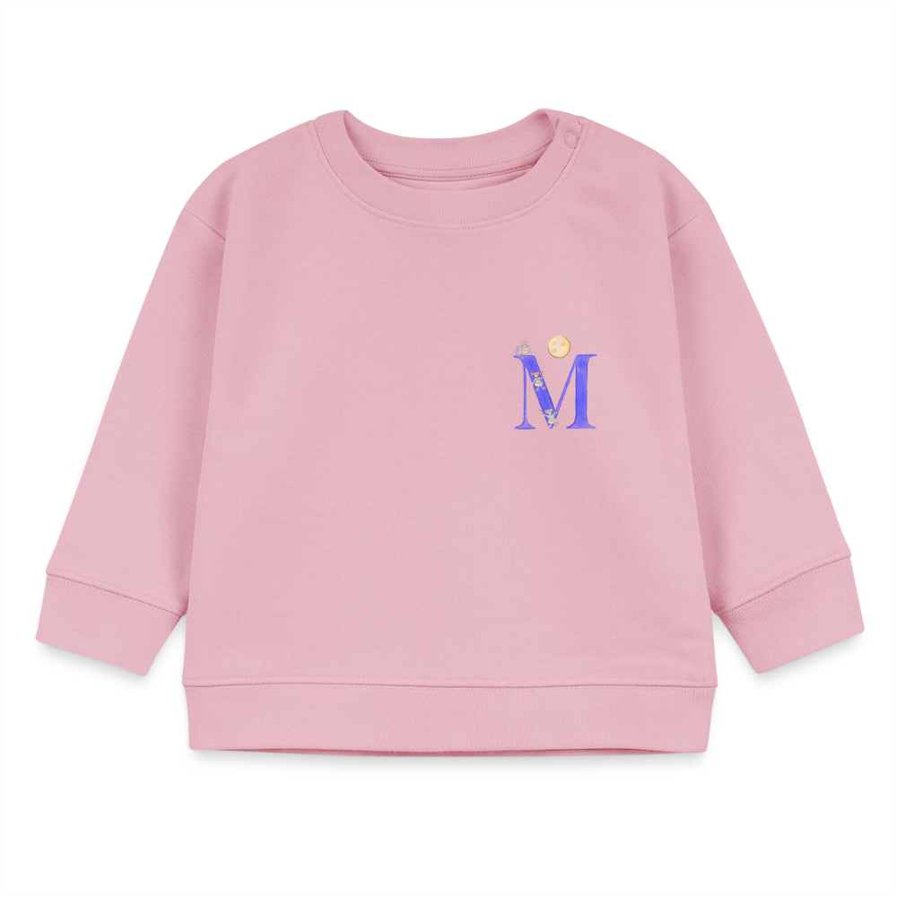 Baby Sweatshirt personalisiert – Bio-Baumwolle Buchstabe "M" - Hellrosa
