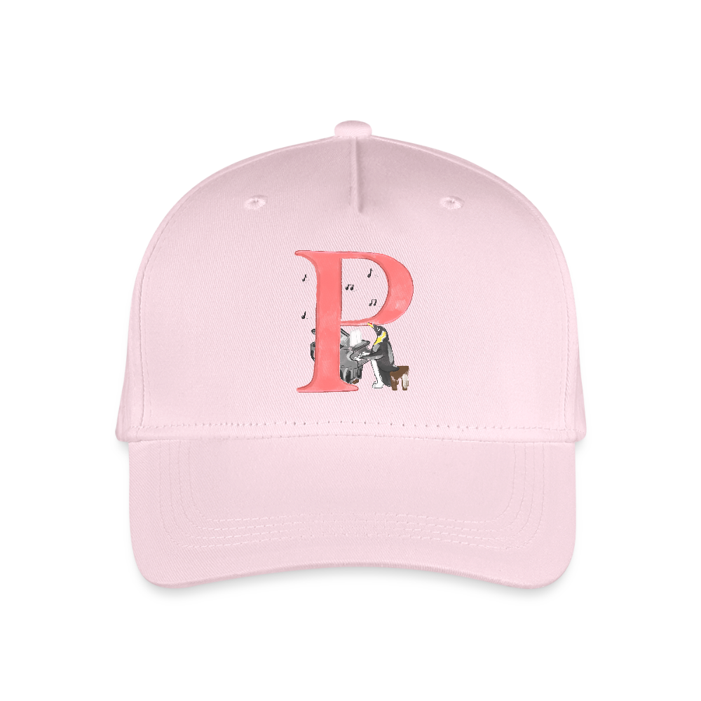 Kinder Snapback Cap personalisiert –  mit Anfangsbuchstaben "P" Pinguin - Hellrosa