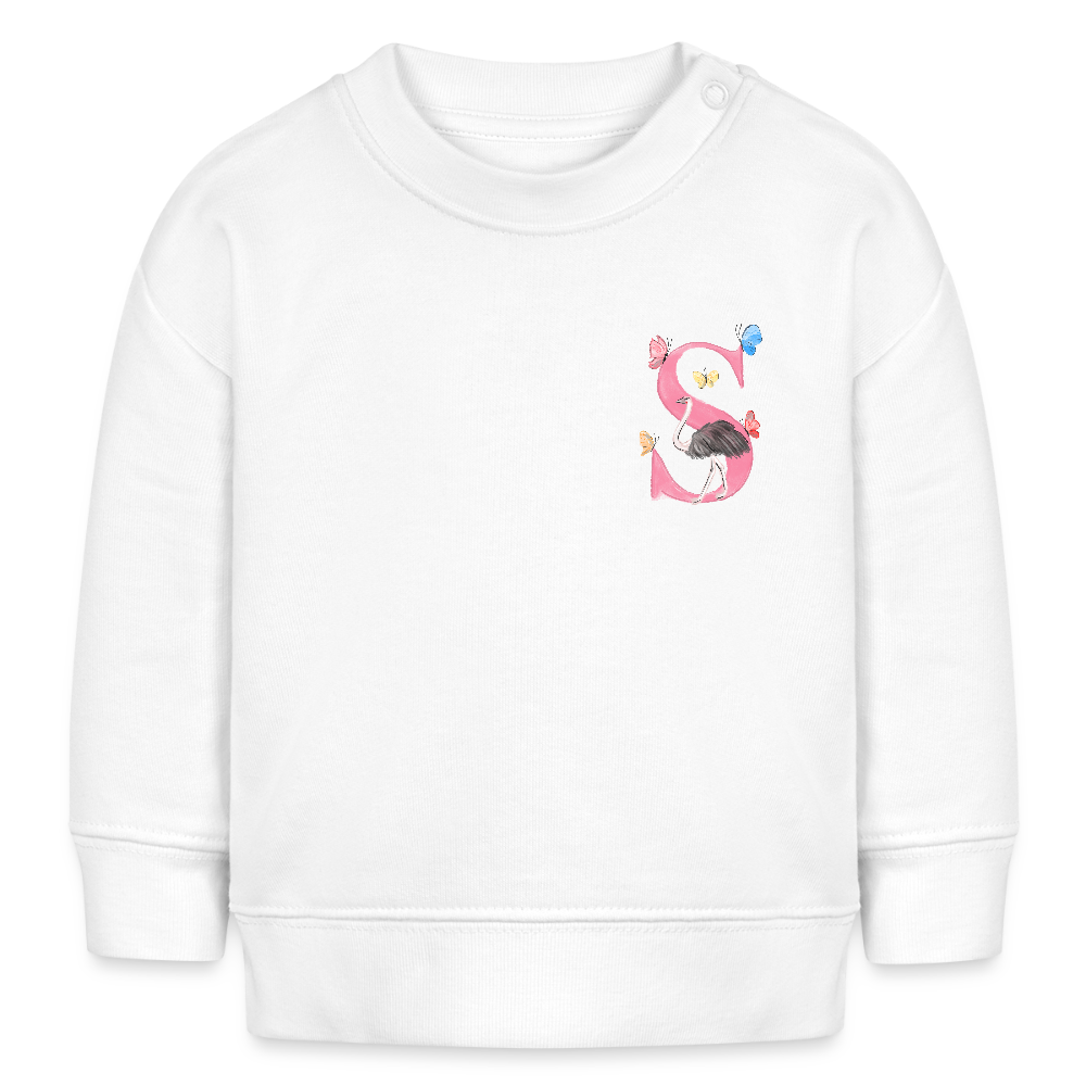 Baby Sweatshirt personalisiert – Bio-Baumwolle Buchstabe "S" - Weiß