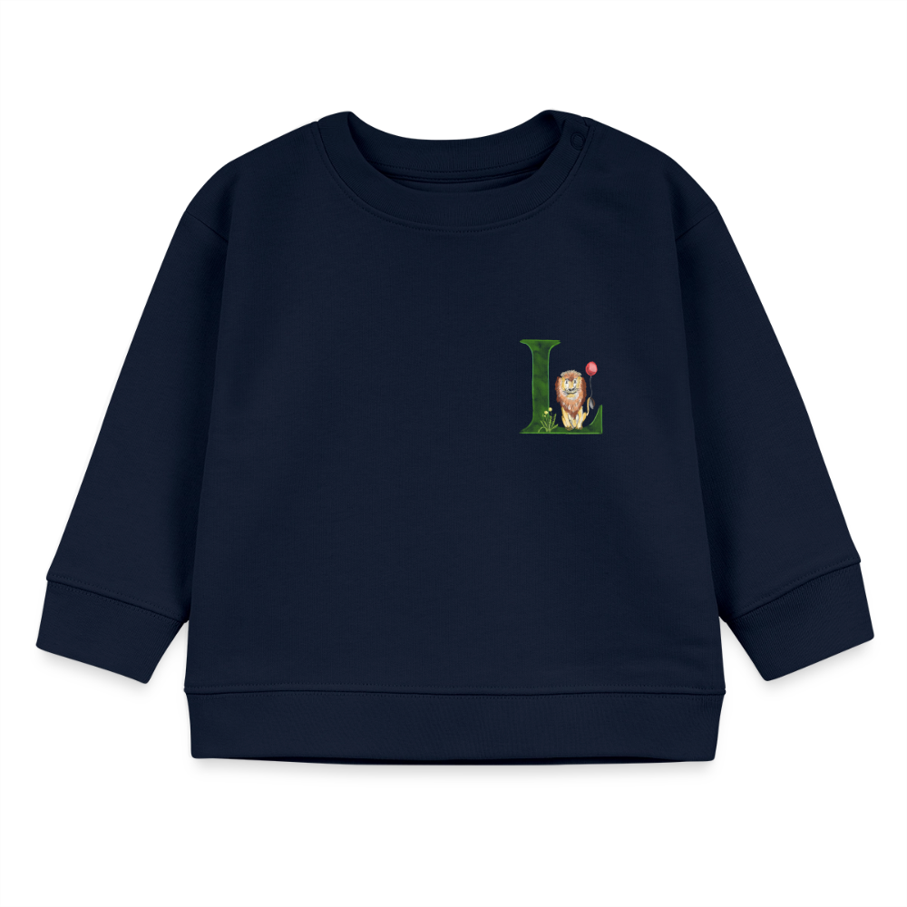 Baby Sweatshirt personalisiert – Bio-Baumwolle Buchstabe "L" - Navy
