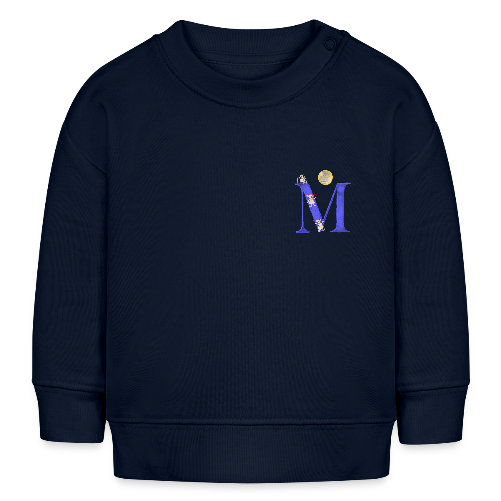 Baby Sweatshirt personalisiert – Bio-Baumwolle Buchstabe "M" - Navy