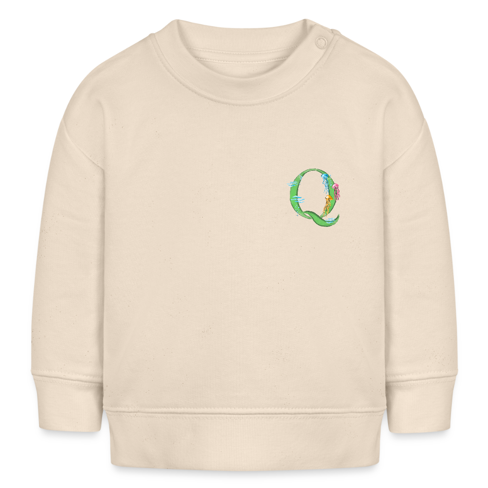 Baby Sweatshirt personalisiert – Bio-Baumwolle Buchstabe "Q" - Weißgrau