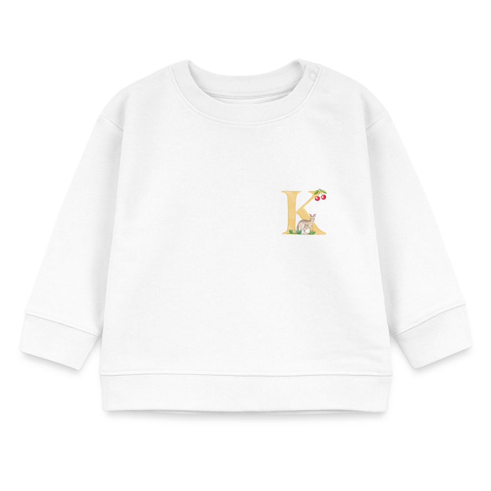 Baby Sweatshirt personalisiert – Bio-Baumwolle Buchstabe "K" - Weiß