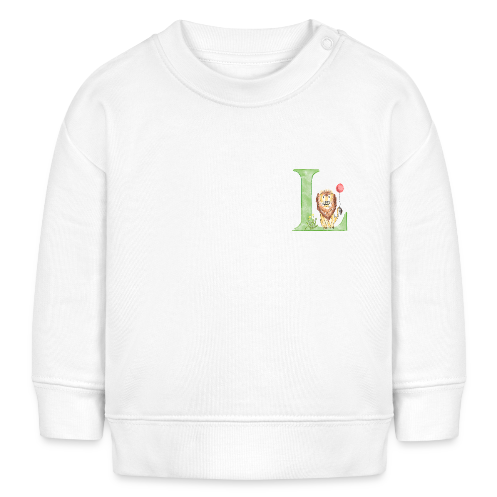 Baby Sweatshirt personalisiert – Bio-Baumwolle Buchstabe "L" - Weiß