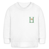 Baby Sweatshirt personalisiert – Bio-Baumwolle Buchstabe "H" Huhn - Weiß