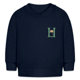 Baby Sweatshirt personalisiert – Bio-Baumwolle Buchstabe "H" Huhn - Navy