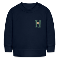 Baby Sweatshirt personalisiert – Bio-Baumwolle Buchstabe "H" Huhn - Navy