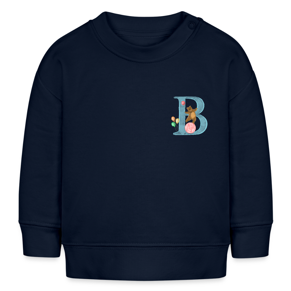 Baby Sweatshirt personalisiert – Bio-Baumwolle Buchstabe "B" - Navy