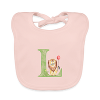 Baby Lätzchen personalisiert – Bio-Baumwolle mit Buchstabe "L" 🌱🍼 - Rose