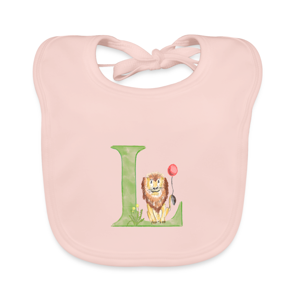 Baby Lätzchen personalisiert – Bio-Baumwolle mit Buchstabe "L" 🌱🍼 - Rose