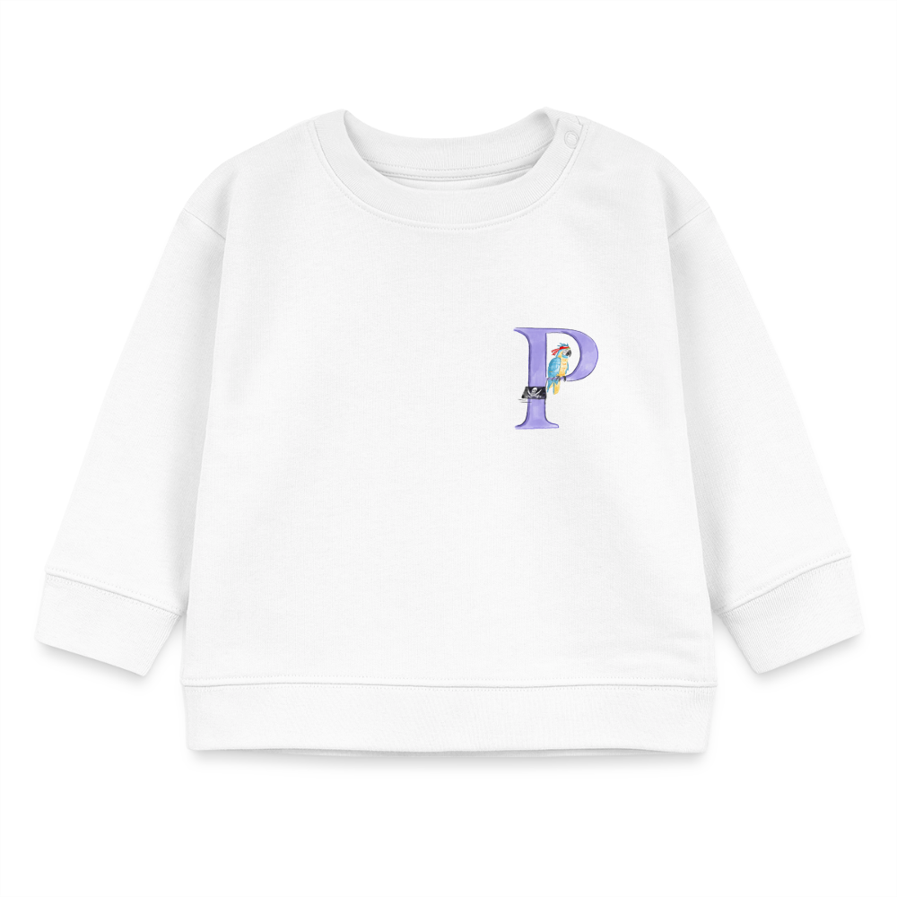 Baby Sweatshirt personalisiert – Bio-Baumwolle Buchstabe "P" - Weiß