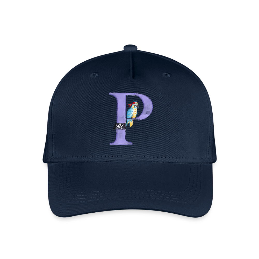 Kinder Snapback Cap personalisiert –  mit Anfangsbuchstaben "P" Pirat - Navy