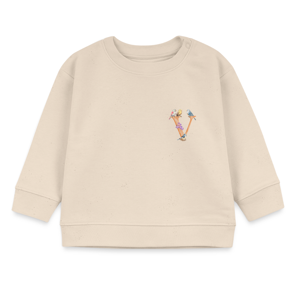 Baby Sweatshirt personalisiert – Bio-Baumwolle Buchstabe "V" - Weißgrau