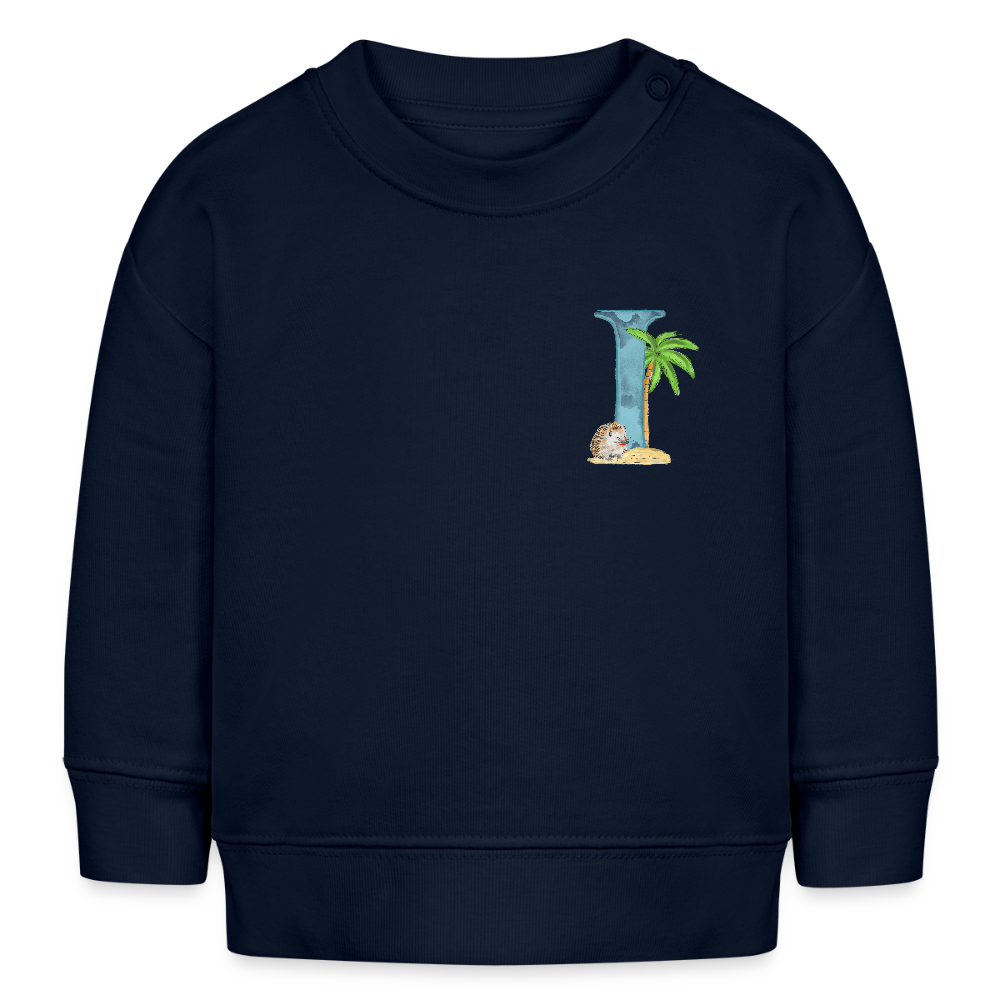 Baby Sweatshirt personalisiert – Bio-Baumwolle Buchstabe "I" - Navy